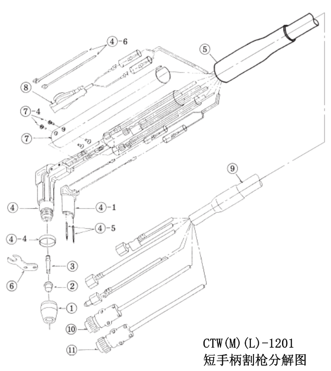 Горелка для плазменной резки OTC DAIHEN CTW(M)(L)-1201 с короткой ручкой